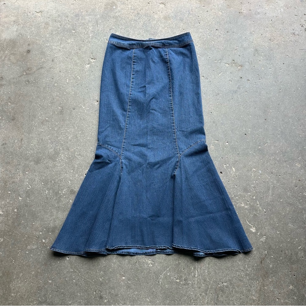 Y2K Flared Denim Maxi Skirt Metrostyle Size 6